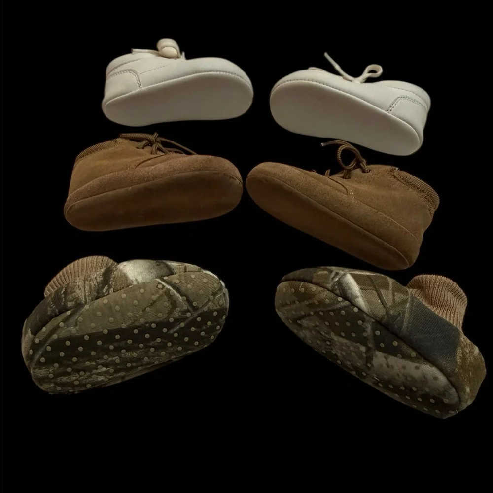 Stylish Kids Shoes Set - White, Brown, and Camouflage